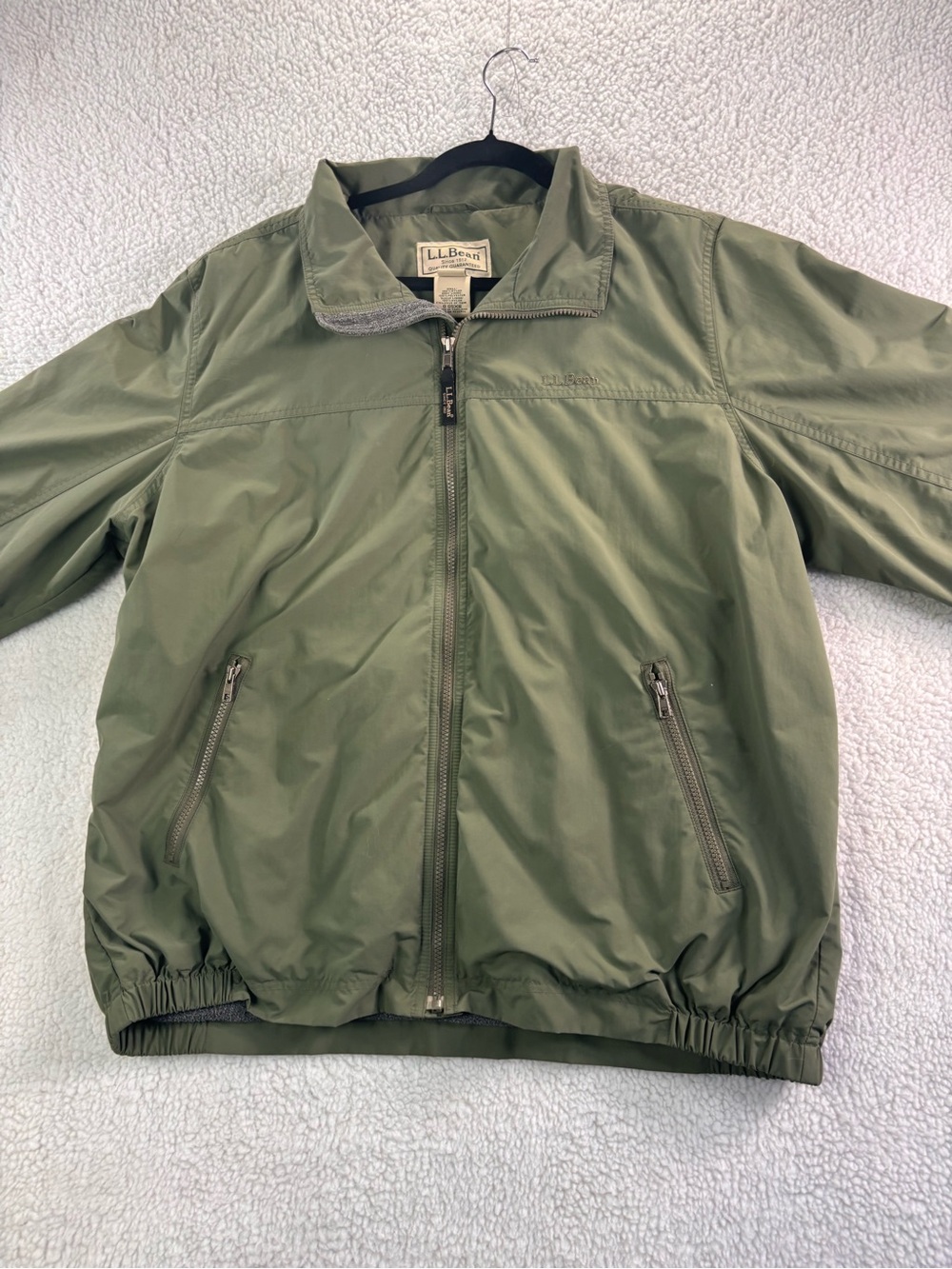 L.L. Bean Men's Olive Zip-Up Lightweight Jacket
